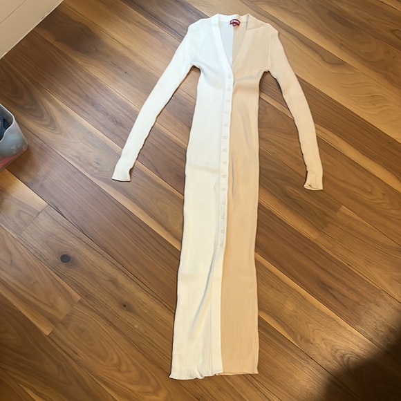 Staud Shoko Sweater Dress in White/Biscotti, Size XS - Picture 4 of 8